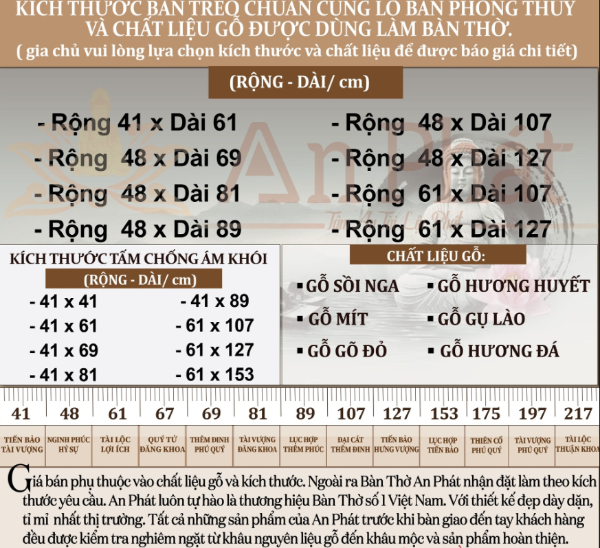 Bảng báo giá bàn thờ treo